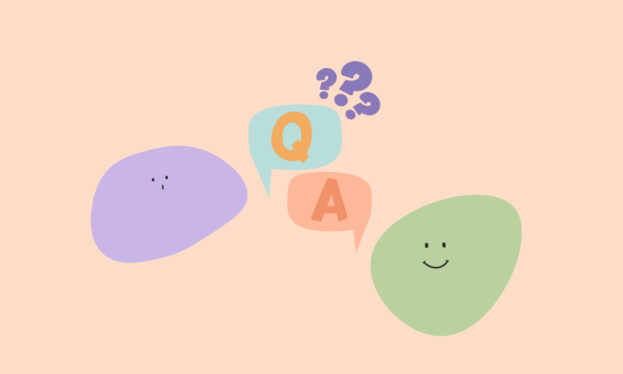 Illustration of two chat bubbles with the letters Q&A