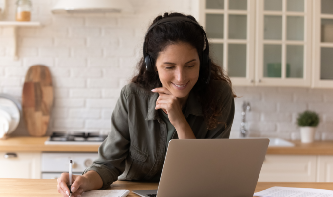 Photo of a person attending a webinar